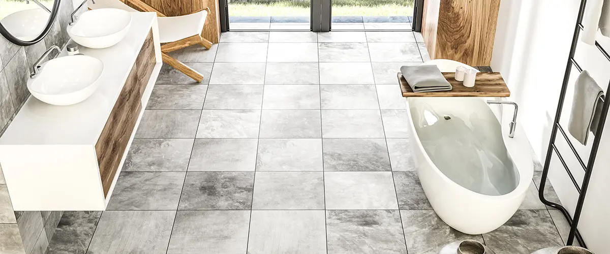 Porcelain tile flooring