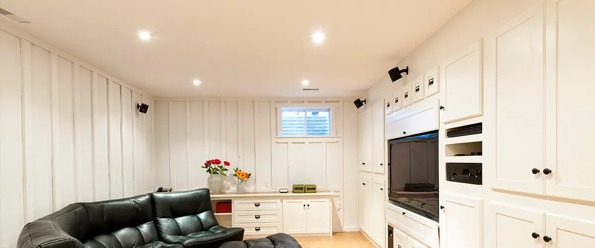 Drywall ceiling in finished and remodeled basement