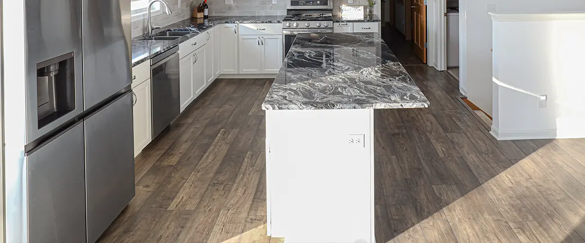 LVP flooring in a kitchen remodel