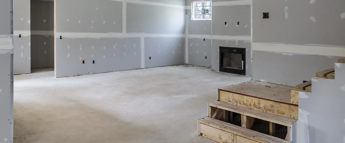 An empty basement being remodeled