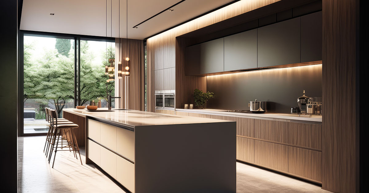 Best Lighting For A Kitchen Modern kitchen with large island and lighting