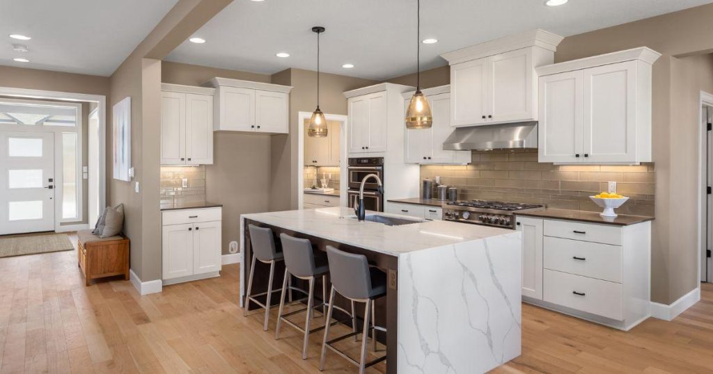 The same kitchen as the first image, shown from a slightly different angle.